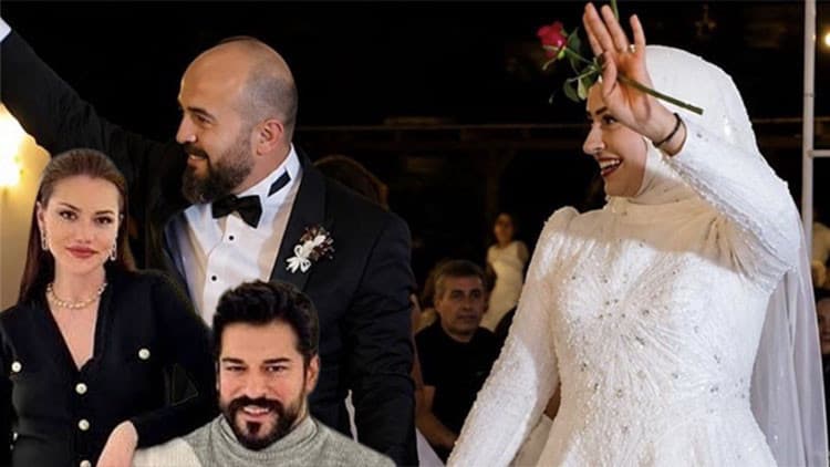 Burçun Özçivit ve Hasan Sağdıç düğün töreninde el ele