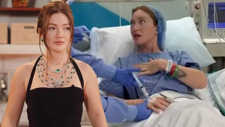Danla Bilic'in hastanede ameliyat öncesi ve galada çekilmiş fotoğraflarından oluşan kolaj