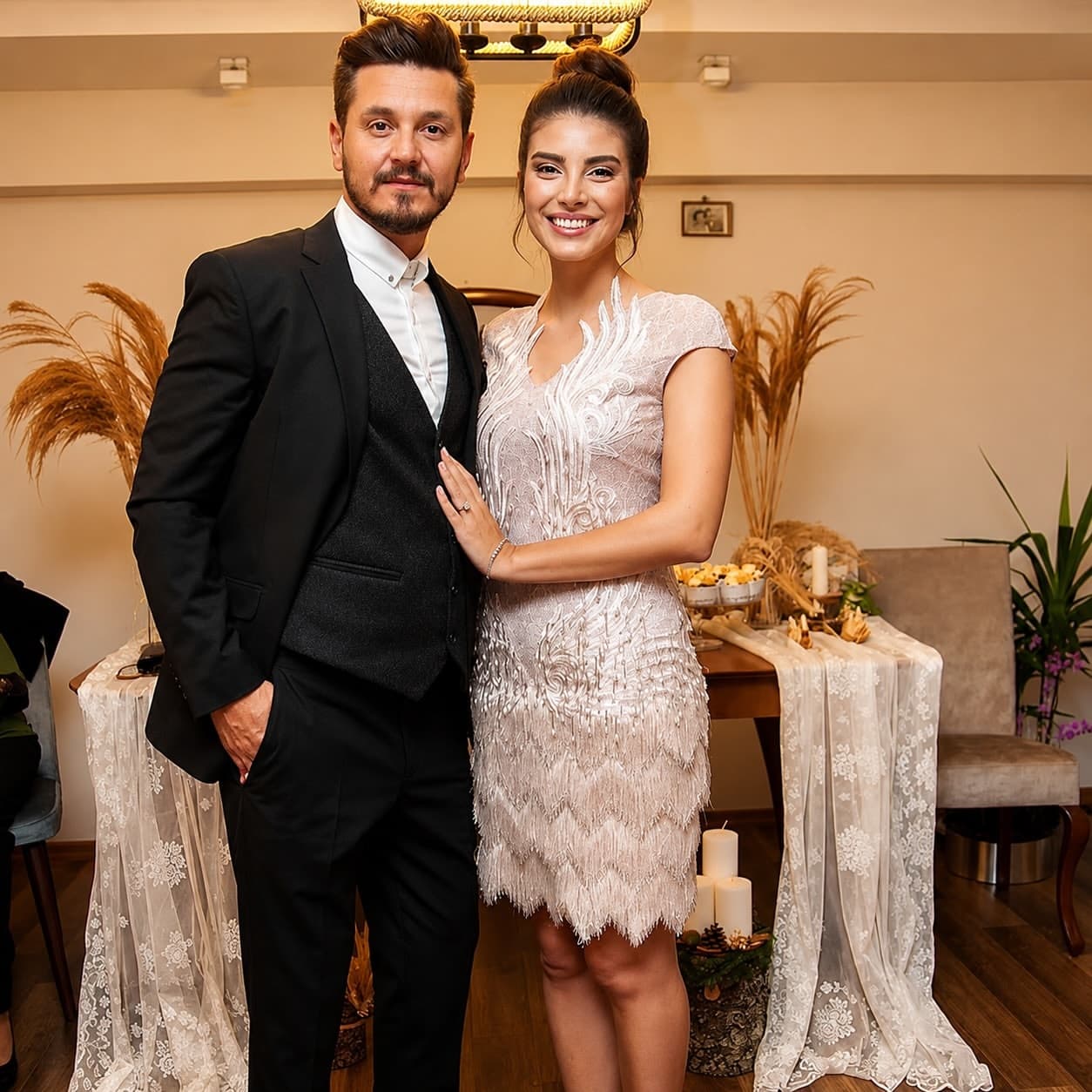Deniz Baysal ve Barış Yurtçu'nun düğün töreninden bir kare