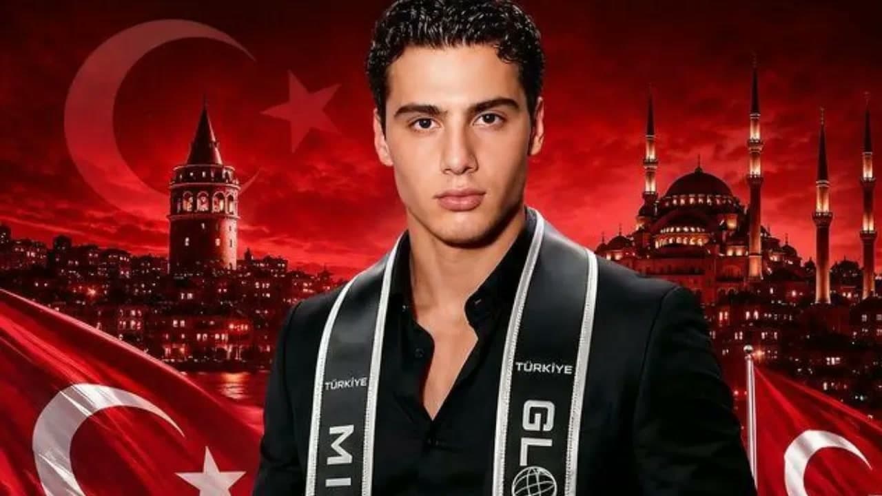 Dilhan Divrikli Türkiye kuşağıyla Mister Global 2026 için poz verirken