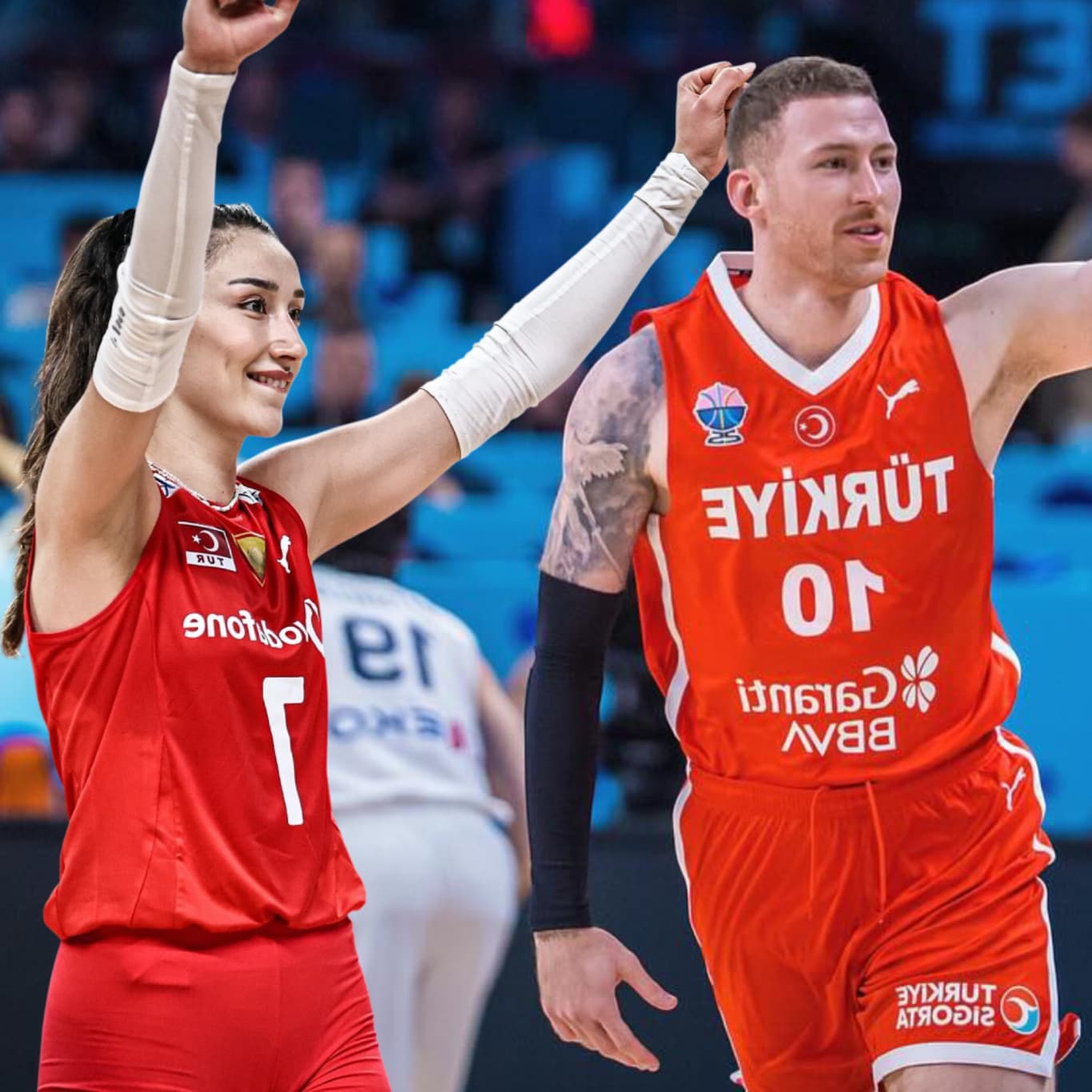 Hande Baladın ve Onuralp Bitim'in milli takım formalarıyla spor salonundaki görüntüleri